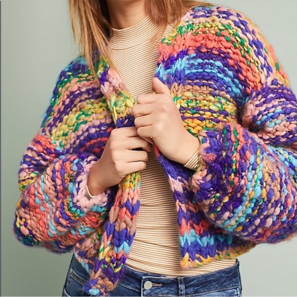 🆕 Anthropologie Maeve Multicolor Hand-knit Cardigan